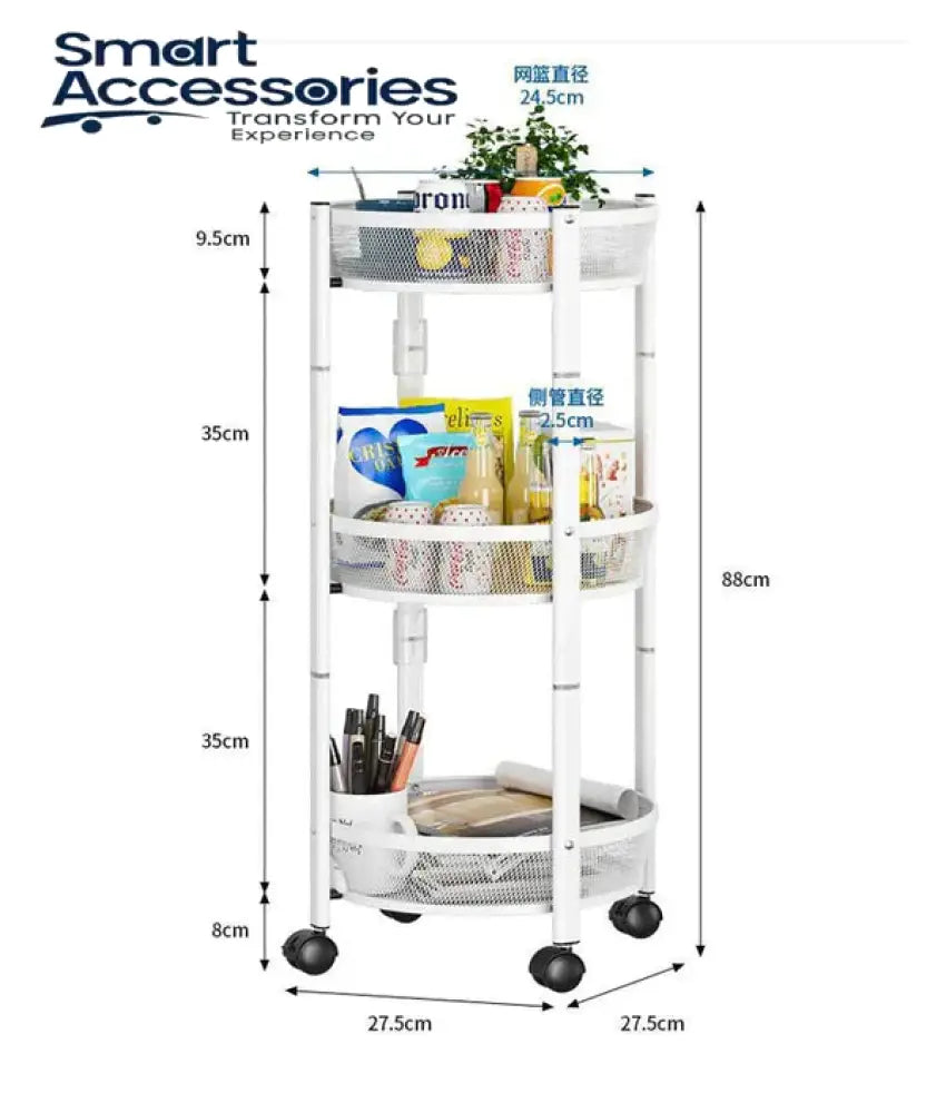 3 Tier Folding Basket With Wheels