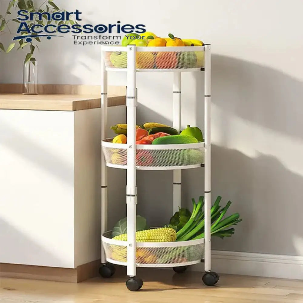 3 Tier Folding Basket With Wheels