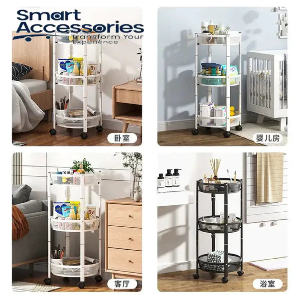 3 Tier Folding Basket With Wheels
