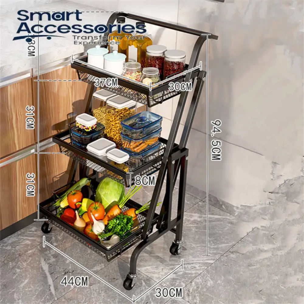 3-Tier Kitchen Fruits And Vegetables Folding Storage Rack