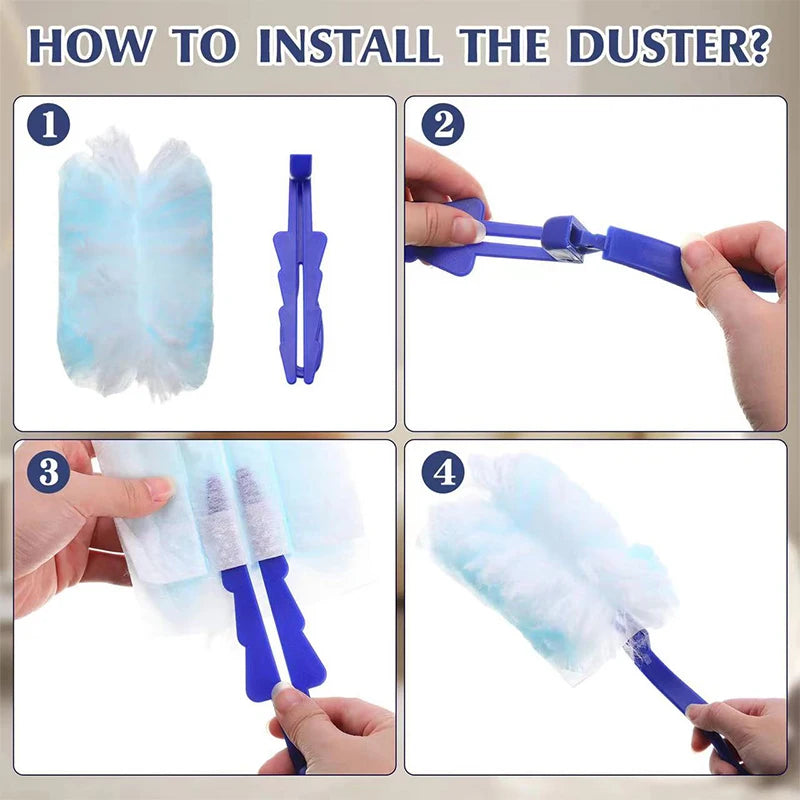FluffyClean Electrostatic Disposable Duster – Multi-Surface Dust Cleaner