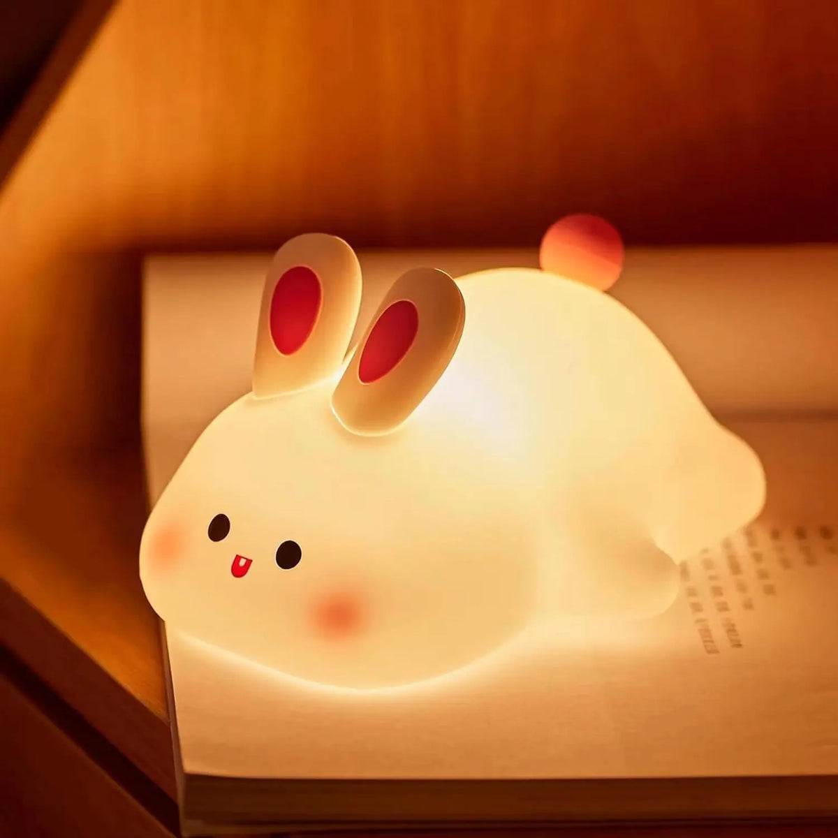 Cute Bunny LED Night Light – Soft Silicone Touch Lamp