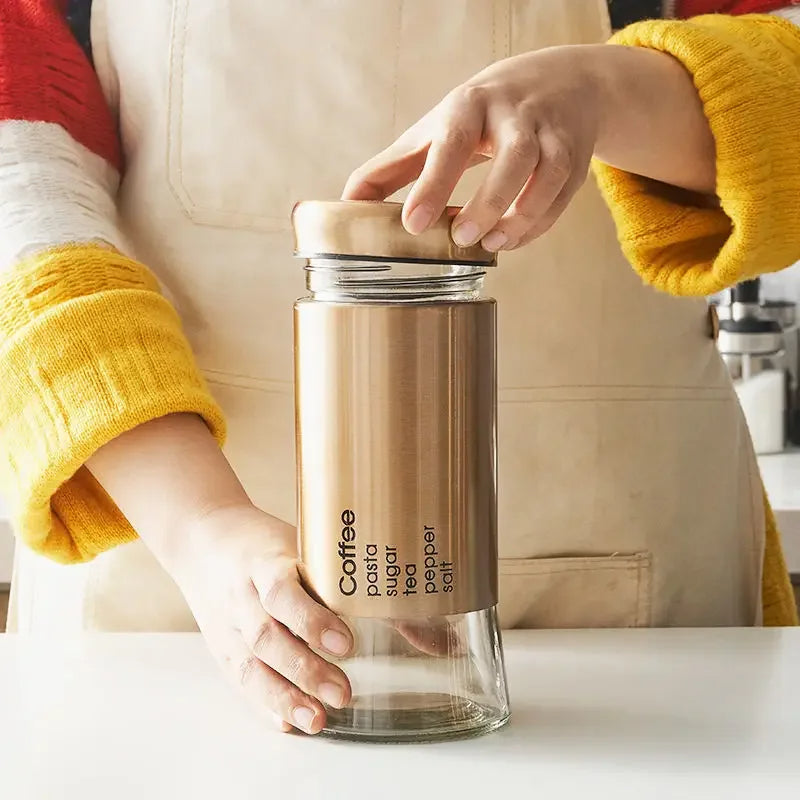 "Luxury Airtight Glass Jar Set – 3 Pcs Kitchen Organizer"