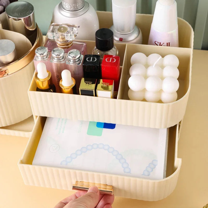 360° Rotating Cosmetic Storage Box Holder Desktop Makeup Brushes Organizer Countertop Portable Lipstick Eyeliner Stand Boxes