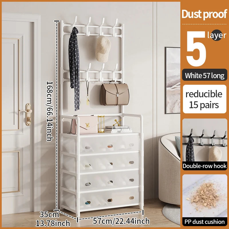 Smart Entryway Organizer – Coat Rack with Shoe Storage Cabinet