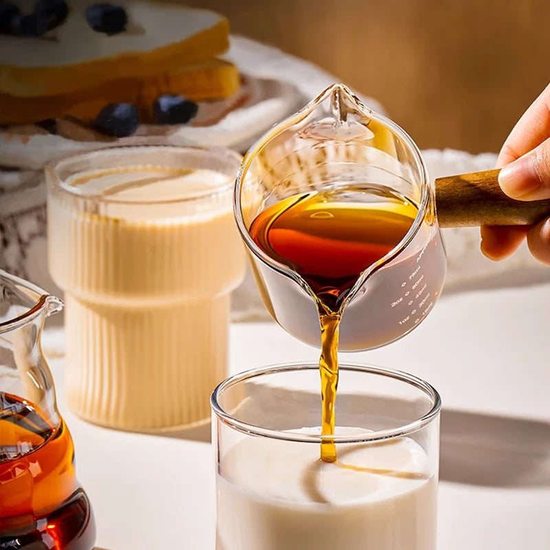 Double Nozzle Espresso Shot Glass With Wooden Handle