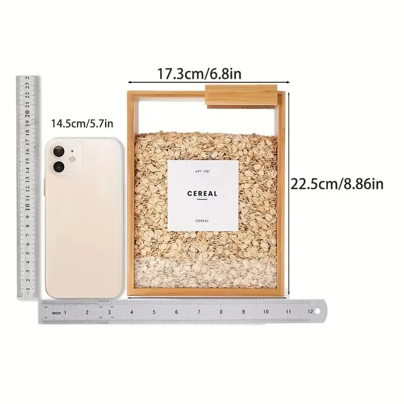 Natural Bamboo Grain Storage Box – Airtight Kitchen Organizer