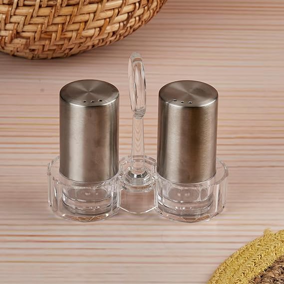 Acrylic Salt and Pepper Shakers Set with Tray