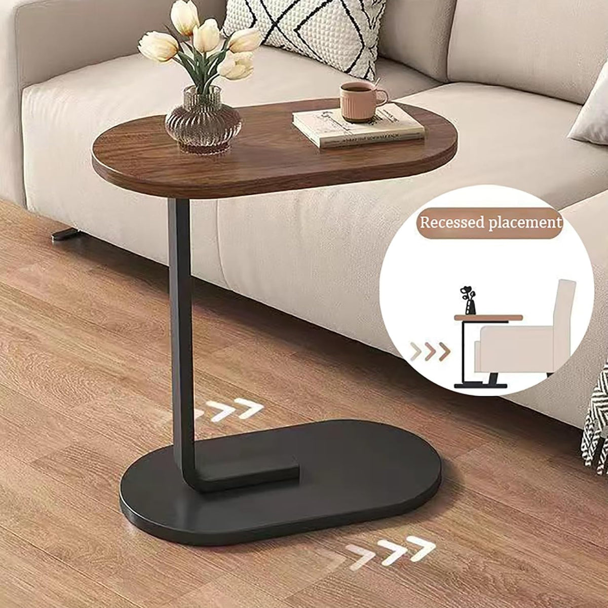 C-Shape Metal Base Coffee Table