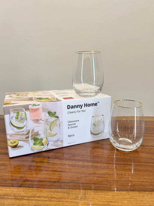 Danny Home Golden Bar Glass 6Pcs (450ml)