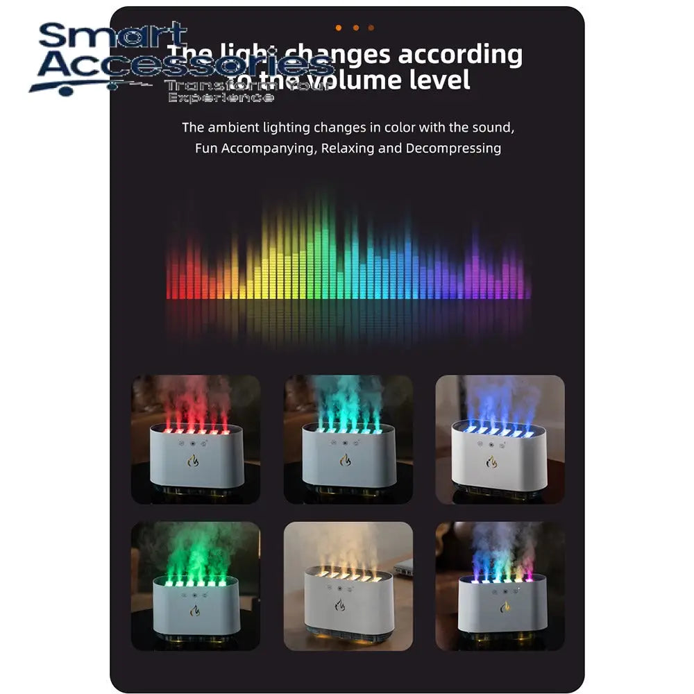 900Ml Dynamic Flame Aroma Diffuser Humidifiers With Music
