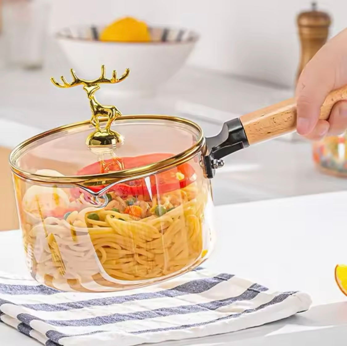 Non-Stick Cooking Glass Pot, New Transparent Design Pot, Kitchen Cooking Saucepan
