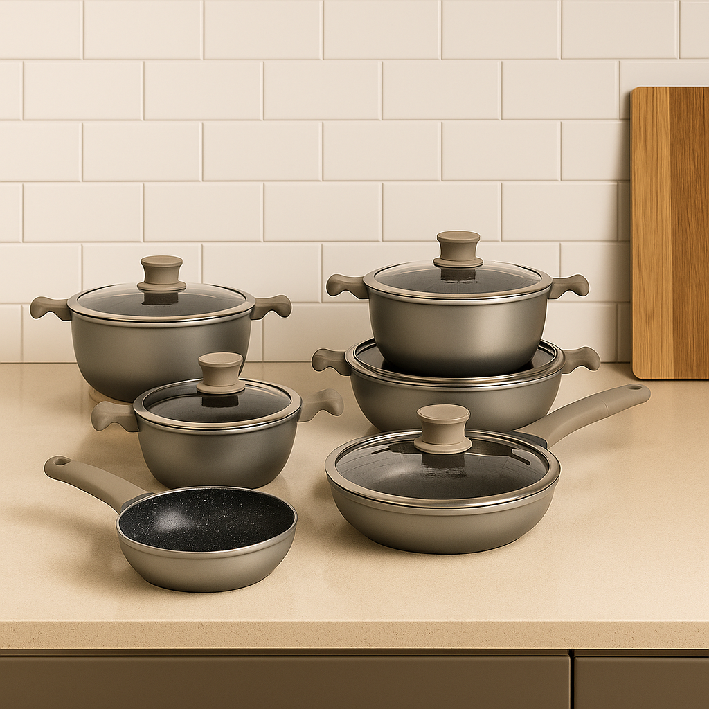 12-Piece Cookware Set – Black/Grey