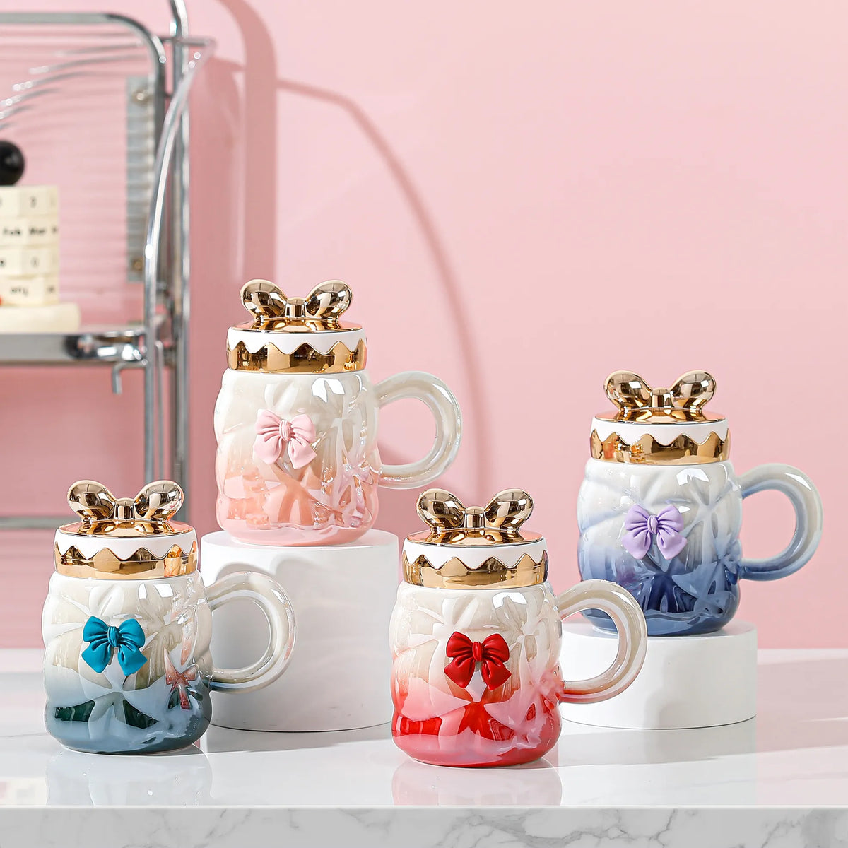 Modern Colorful Ceramic Coffee Mug With Lid
