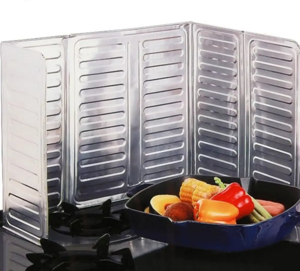 Foldable Aluminum Stove Splatter Guard – Oil Splash Shield for Cooking