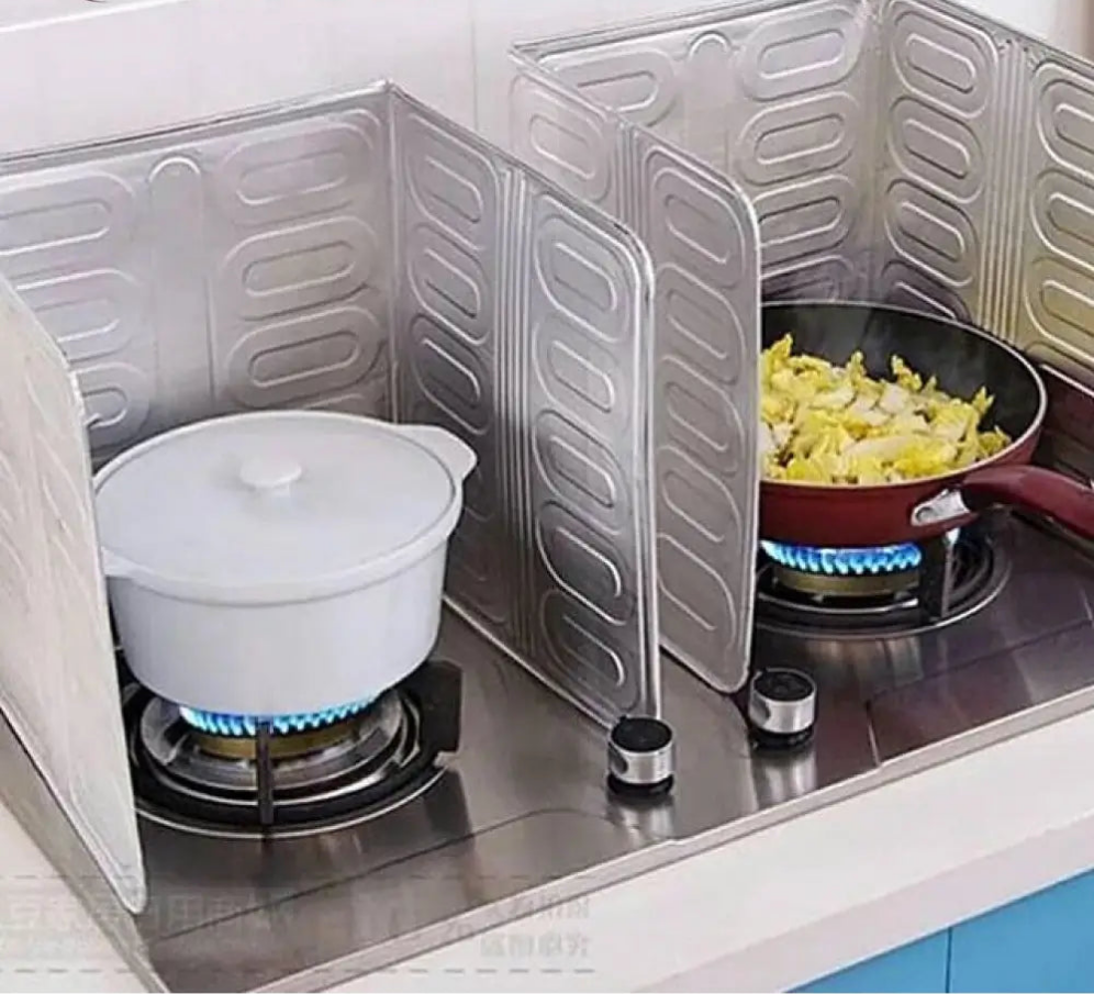 Foldable Aluminum Stove Splatter Guard – Oil Splash Shield for Cooking