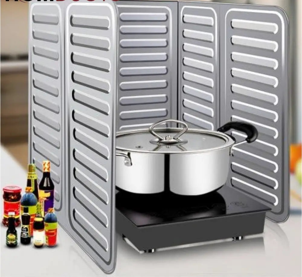 Foldable Aluminum Stove Splatter Guard – Oil Splash Shield for Cooking