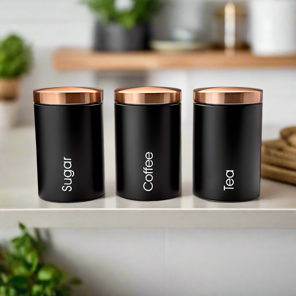 Metal Tea Coffee Sugar Canister (Set of 3)