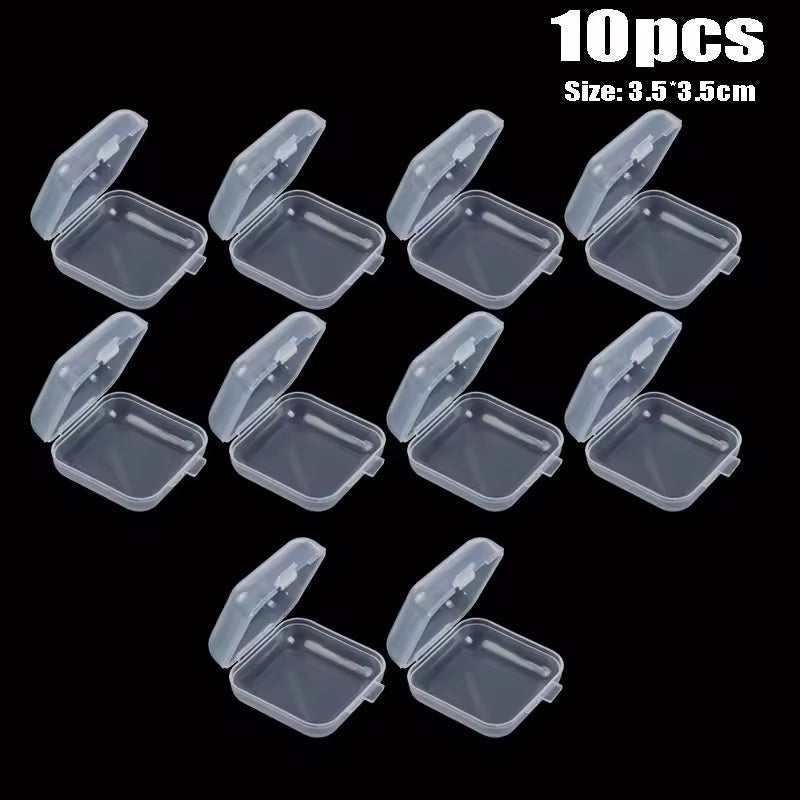 10-Piece Mini Transparent Storage Box – Square Plastic Jewelry Organizer
