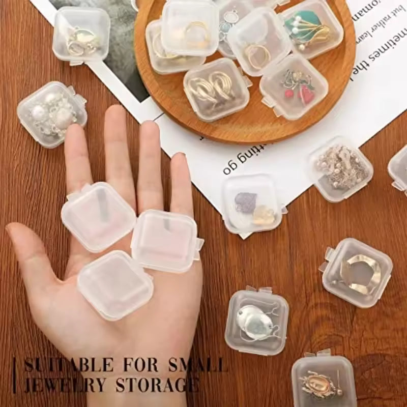 10-Piece Mini Transparent Storage Box – Square Plastic Jewelry Organizer