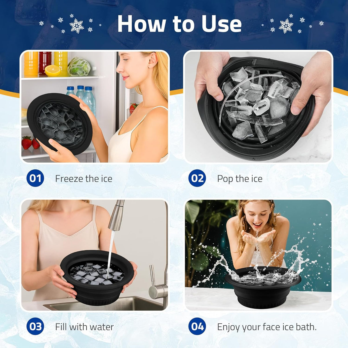 Step-by-step guide on how to use a portable ice bath device.