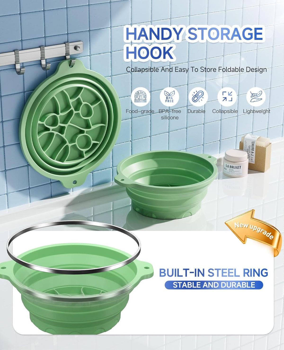 Silicone Ice Facial Bowl with Lid & Built-In Ice Tray – Cold Therapy Face Bath