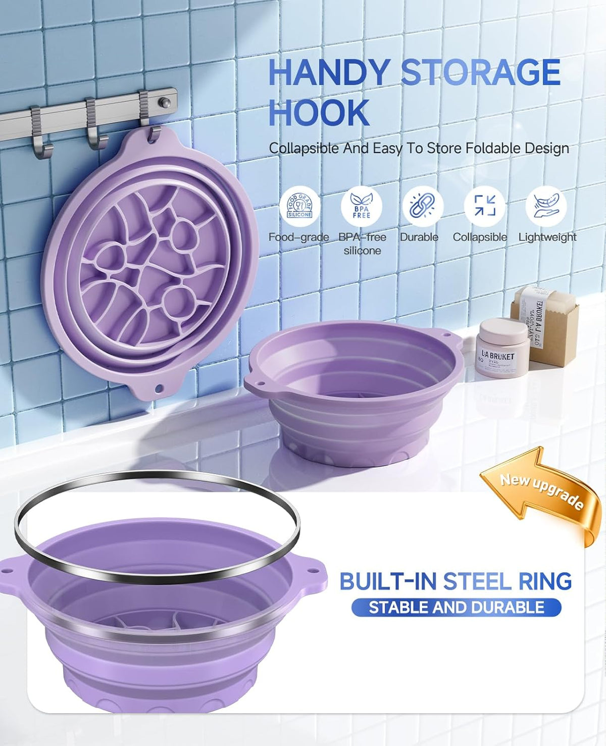 Silicone Ice Facial Bowl with Lid & Built-In Ice Tray – Cold Therapy Face Bath