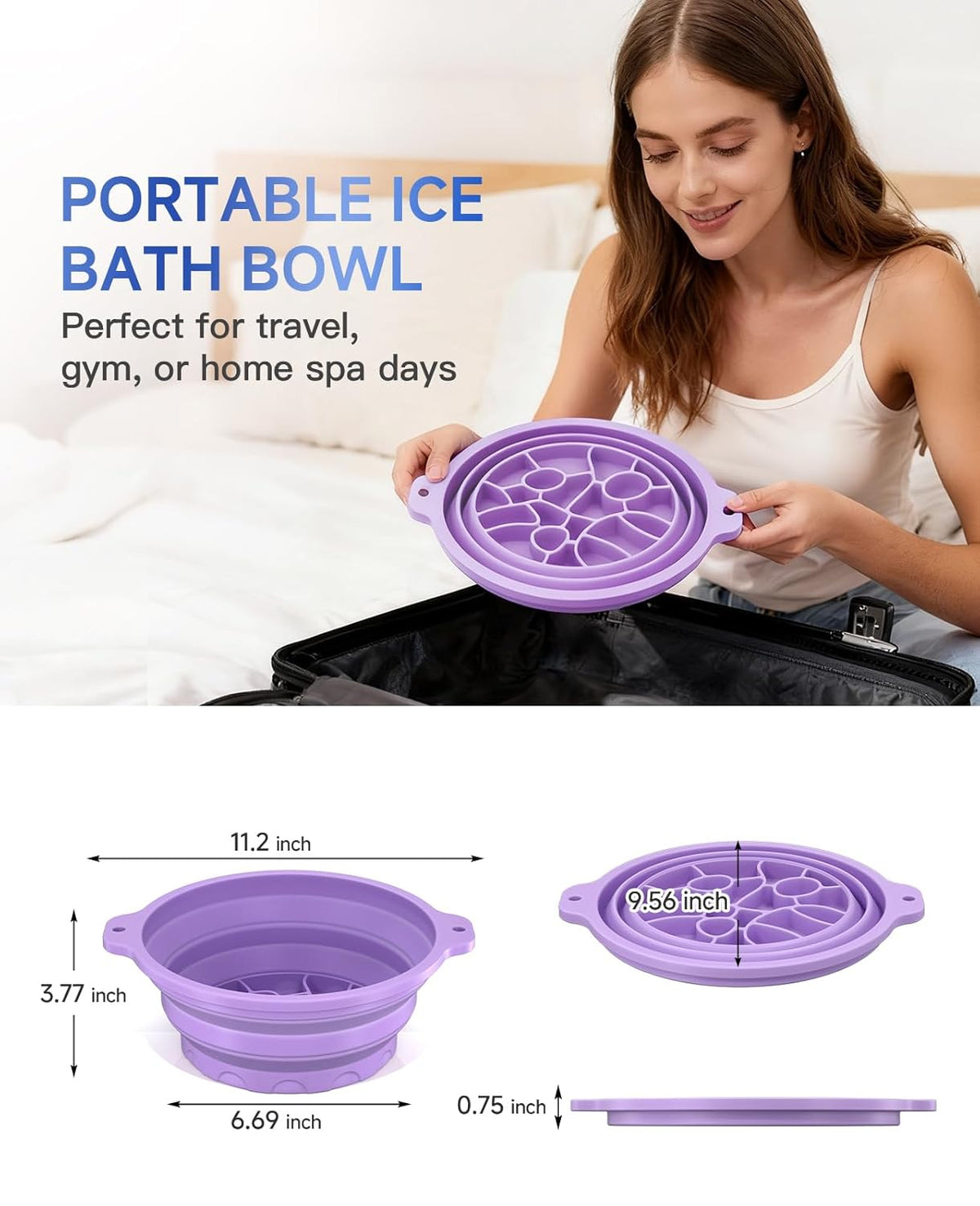 Silicone Ice Facial Bowl with Lid & Built-In Ice Tray – Cold Therapy Face Bath