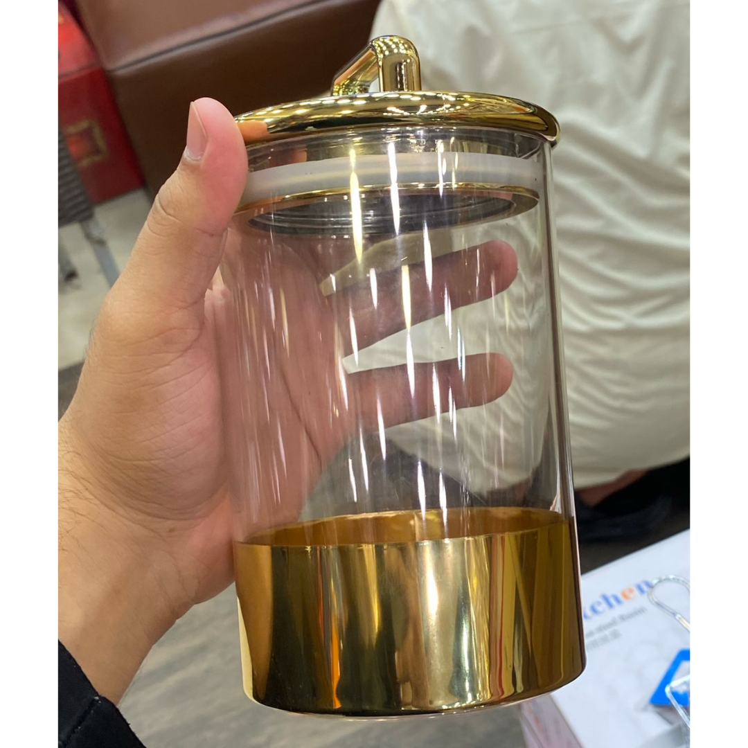 Gold Round Acrylic Airtight Canister