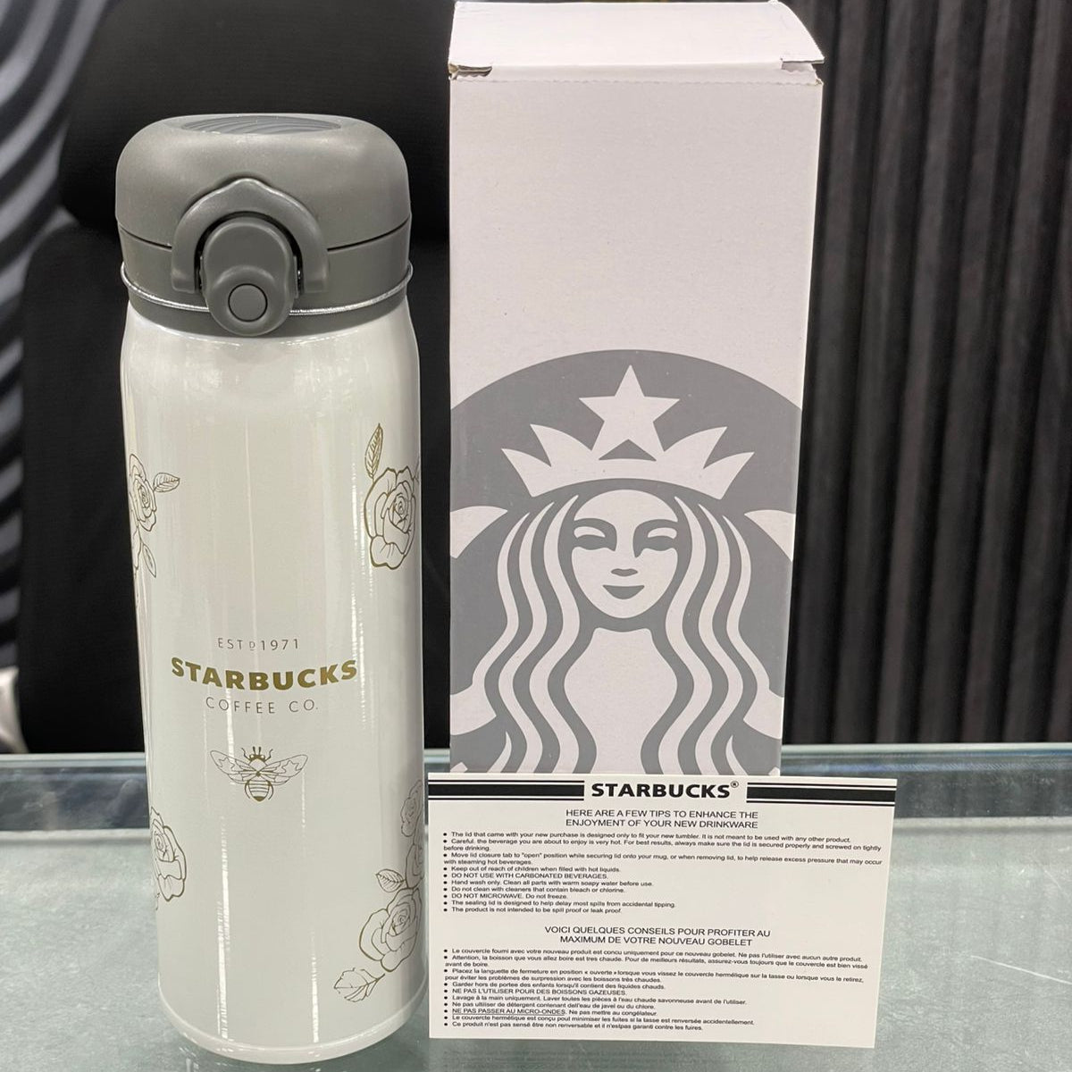 SB Insulated Tumbler - White & Grey - 420ml