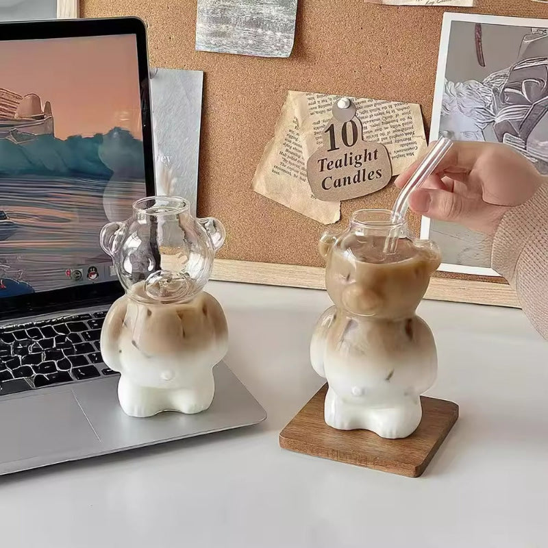 Bear Shaped Iced Coffee Glass 320ml
