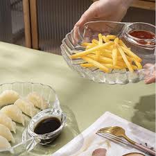 Elegant Plastic Divided Serving Platter with Dip Bowl