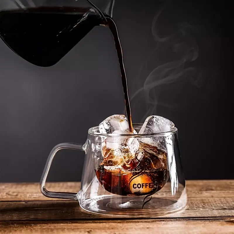 Glass Coffee Mugs, 200ml Double-Walled Espresso Coffee Cups, Heat Insulated Water Cups