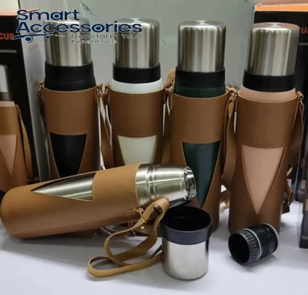 Camping Thermo Cup With Leather Cover