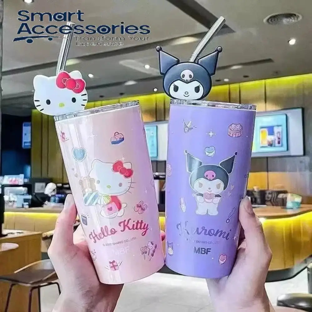 Cartoon Anime Cup With Straw