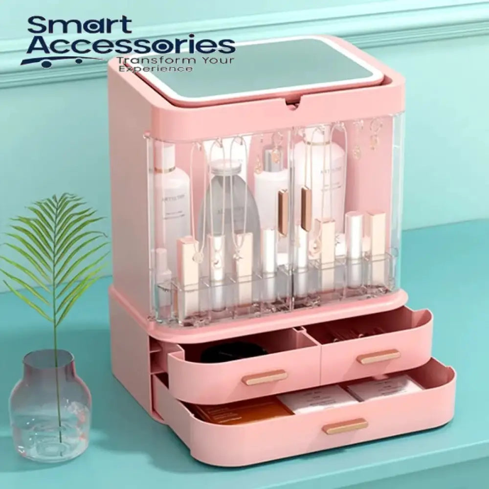 Cosmetic Storage Makeup Box With Mirror Led Light
