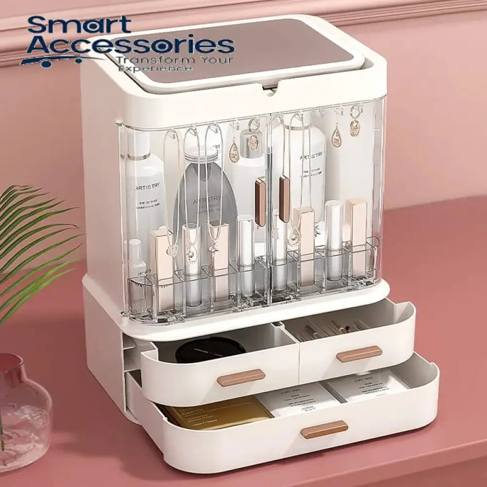 Cosmetic Storage Makeup Box With Mirror Led Light