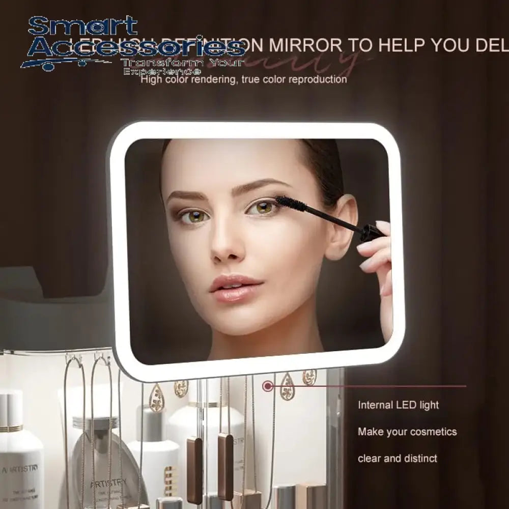 Cosmetic Storage Makeup Box With Mirror Led Light
