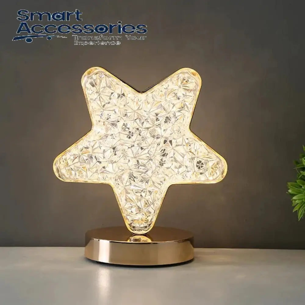 Crystal Star Table Lamp Touch Control Bedside With 3 Levels Brightness