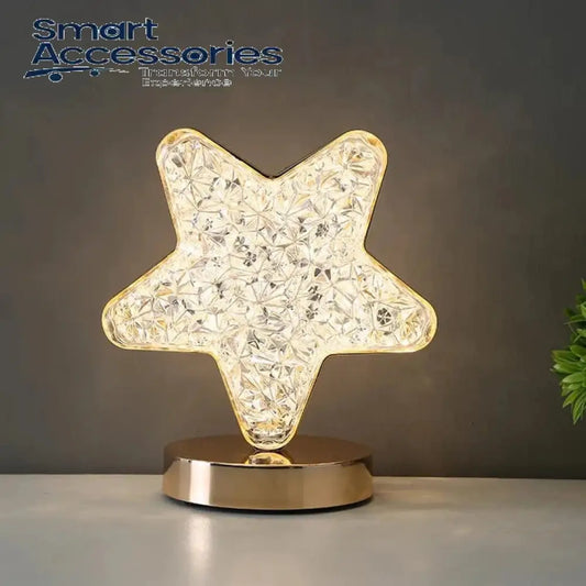 Crystal Star Table Lamp Touch Control Bedside With 3 Levels Brightness
