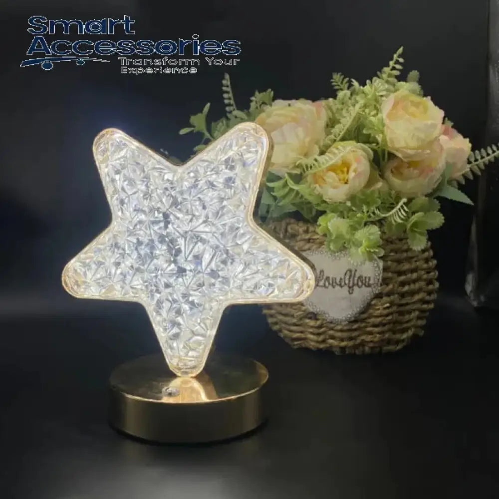 Crystal Star Table Lamp Touch Control Bedside With 3 Levels Brightness