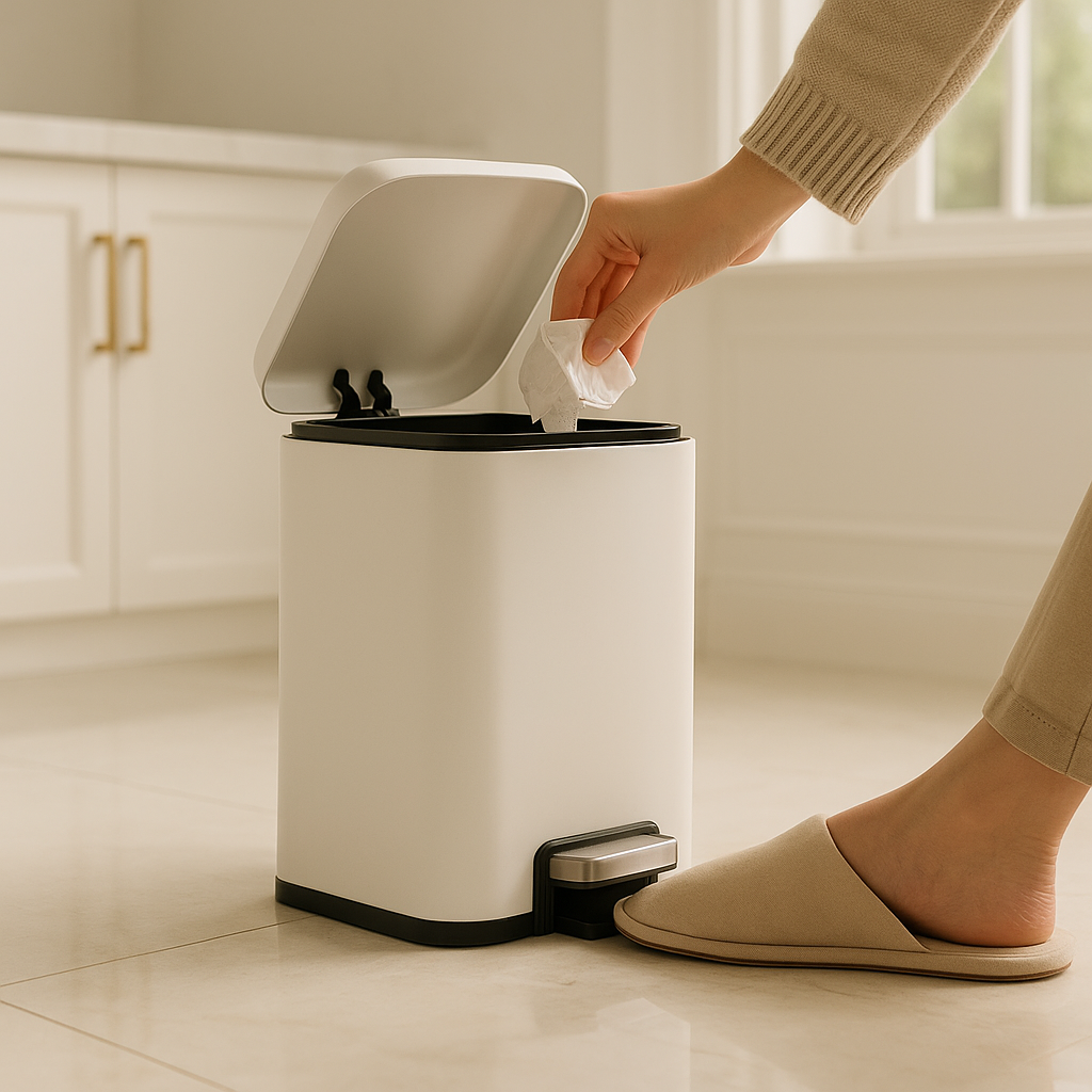 Premium 6L White Step-On Bin – Space-Saving Kitchen Essential