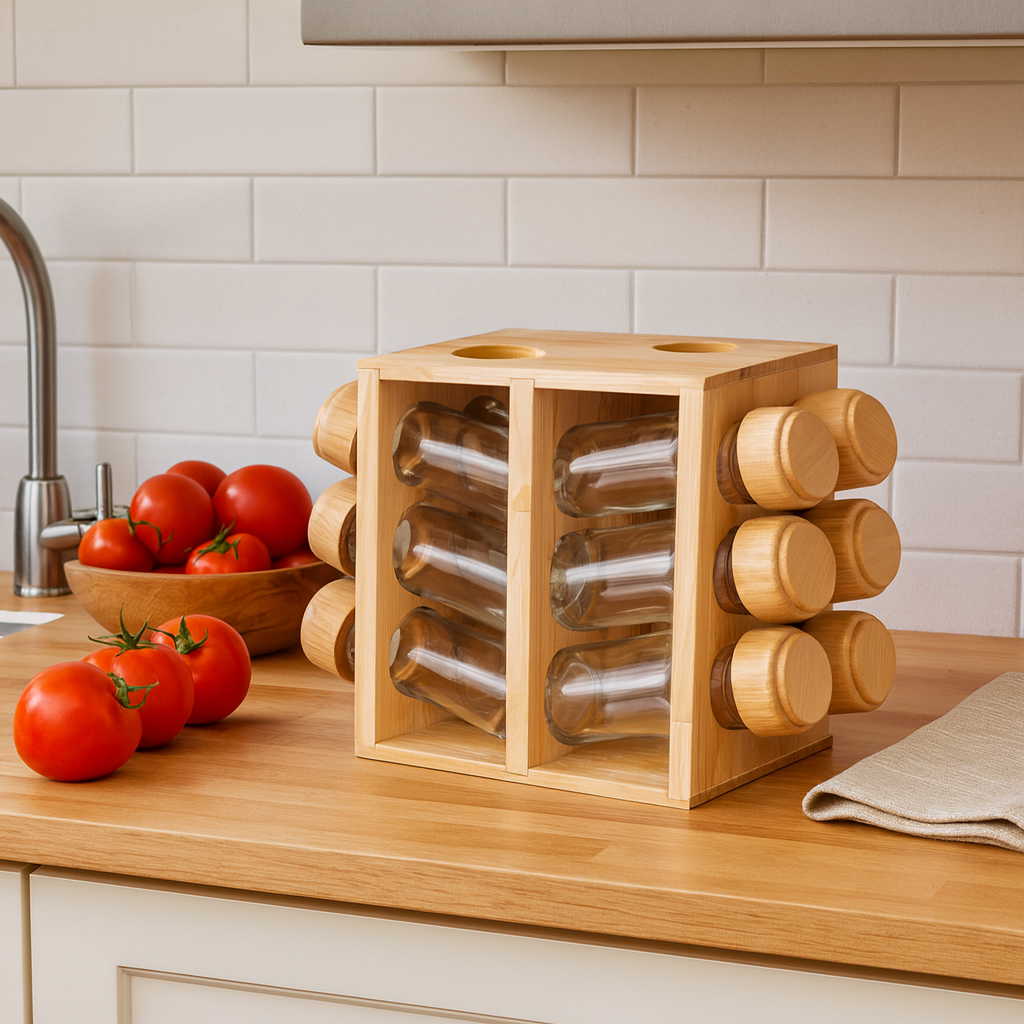 Shengya 12 Pieces Wooden Spice Rack