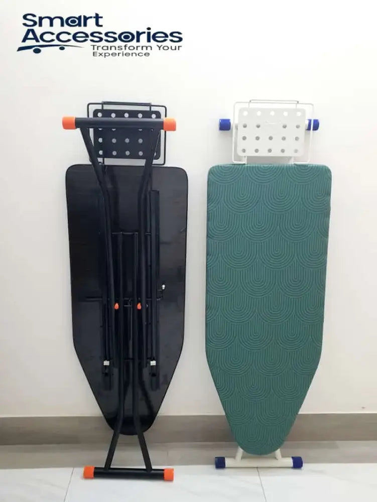 Foldable Deluxe Ironing Board With Big Steam Iron Station Holder
