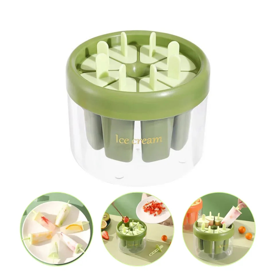 6-Cavity Popsicle Mould Set with Reusable Sticks – BPA-Free Ice Cream Maker