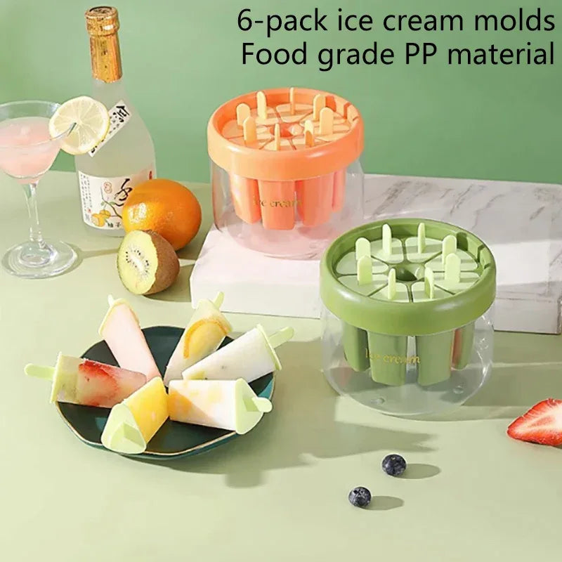 6-Cavity Popsicle Mould Set with Reusable Sticks – BPA-Free Ice Cream Maker