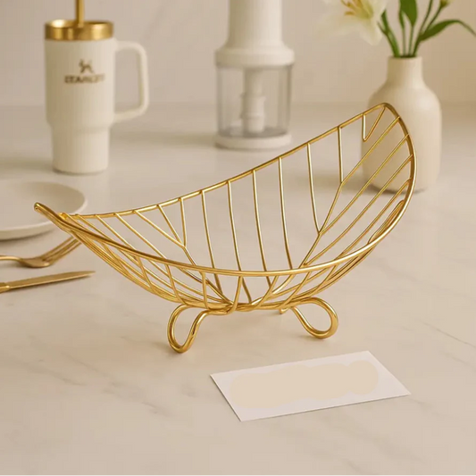 Golden Luxe Wire Fruit Basket – Premium Decorative Bowl for Kitchen & Dining