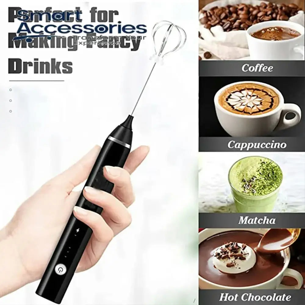 Handheld Usb Rechargeable Foam Maker Electric Frother With 2 Stainless Whisks