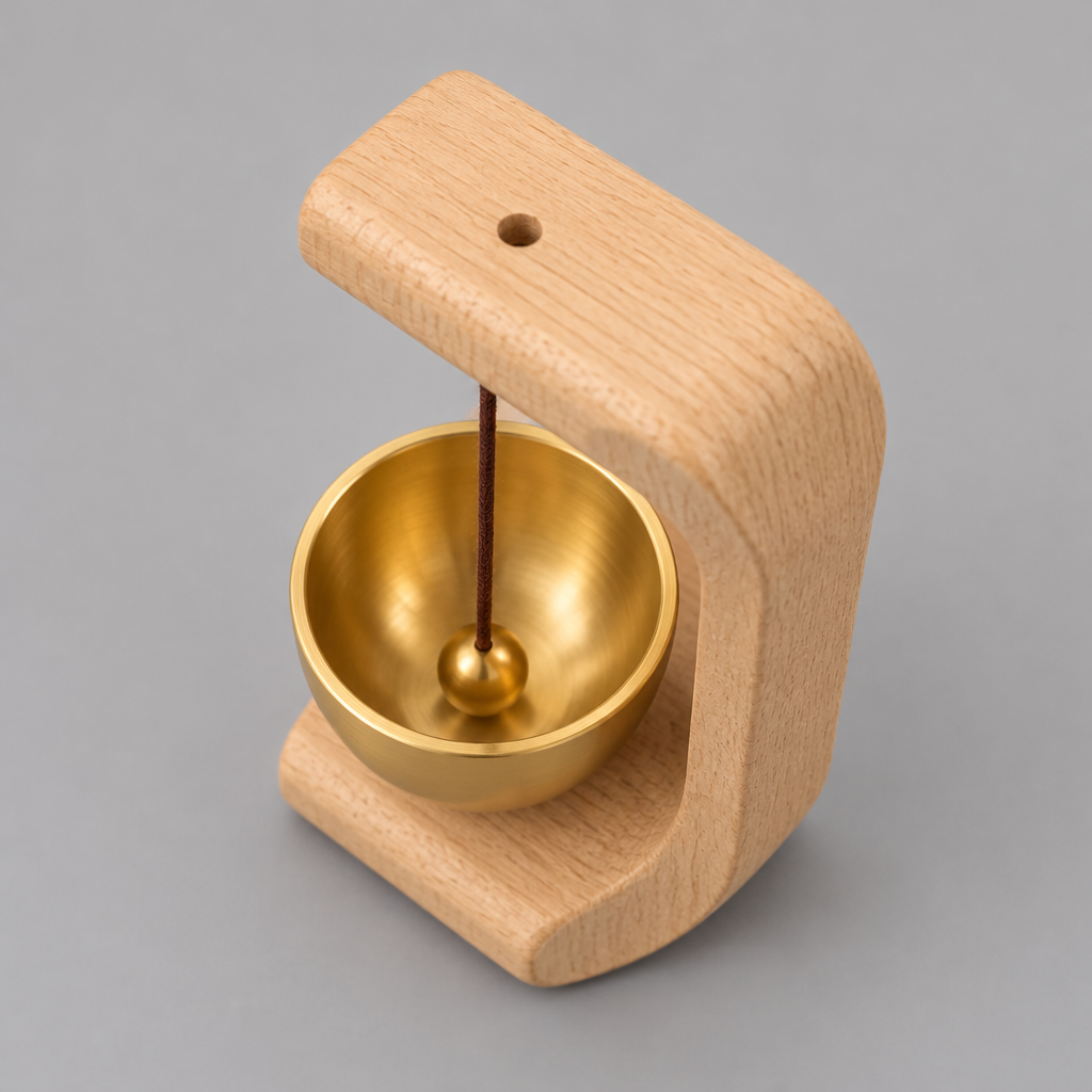 Mini Wooden Hanging Bell – Decorative Desk & Shelf Ornament