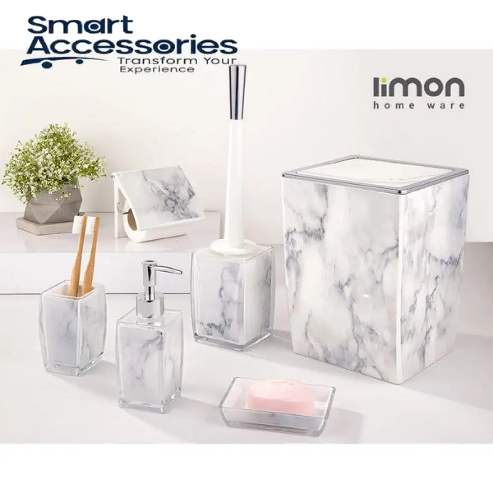 Imon 6 Pcs Classic Marble Design Bathroom Set (Premium Quality)